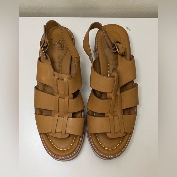Sofft Women's Patrina platform leather sandals, Tan, Size 8 - Picture 3 of 9